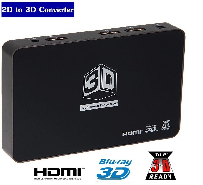 2D ke 3D HDMI Video Converter Box HD 1080 P 720 P 3D DLP Proyektor Media Prosesor Dukungan HDMI 1 Keluar dan 2 Dalam Untuk 3D TV Game