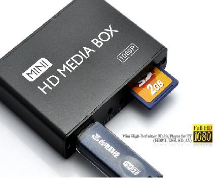 MP013 Mini 1080P HD Media Player dengan HDMI / AV / USB / SD / MMC - Black