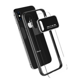 Luxury Shockproof Batal Telepon Kasus Untuk Iphone x Tempered Kaca Kasus Telepon Transparan